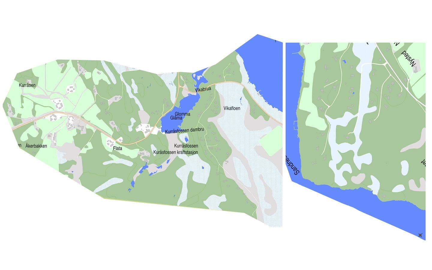 Kartet viser utbyggingsområdet for fibernett i Kuråsen og Trøbakken. Illustrasjon: Ren Røros Digital.